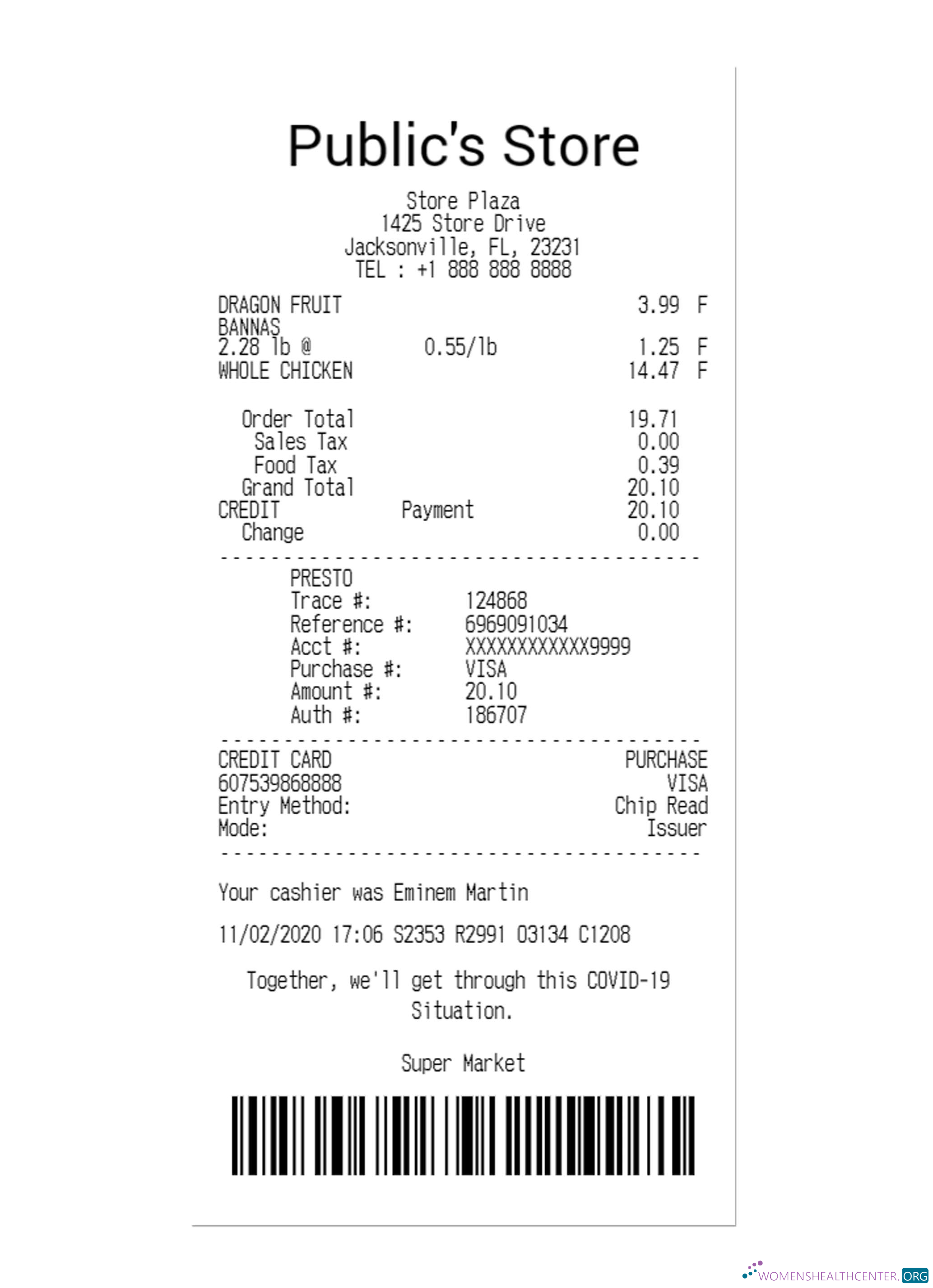 Download PUBLIC'S STORE payment receipt Photoshop template